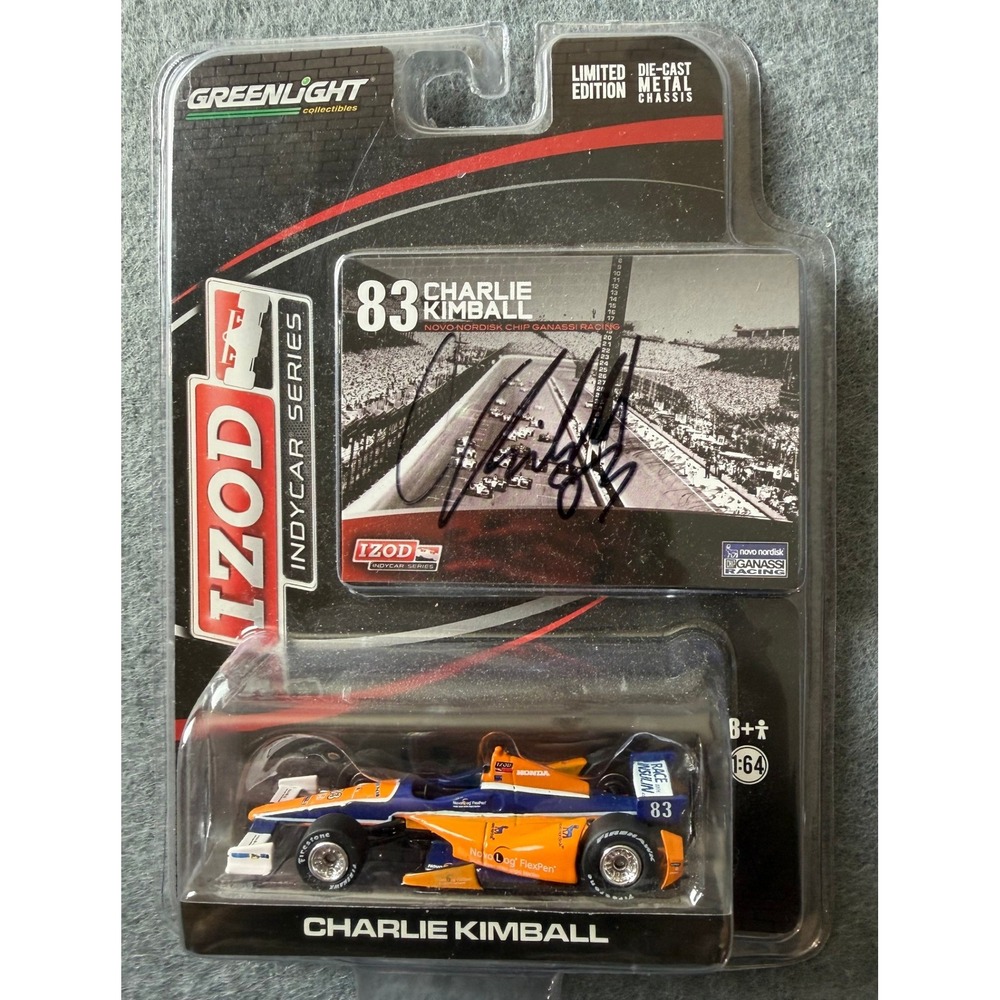 Original‎ Greenlight IndyCar Orange New Signed Charlie Kimball #83 Diecast Car